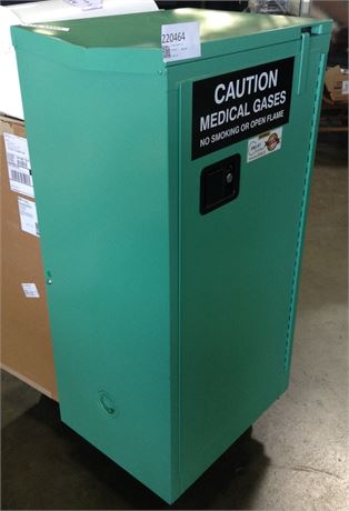STORAGE CABINET: FOR MEDICAL CYLINDER GASES W/ SELF CLOSING DOORS