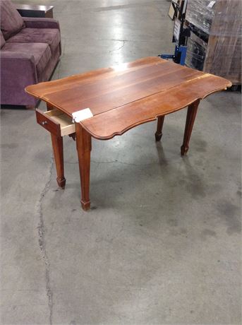 TABLE: ENTRY/ PARSONS TYPE W/ 2DRW & FOLDING TOP EXTENSIONS