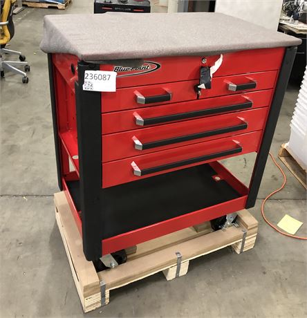 TOOL CART: 5 DRAWER RED METAL DESIGN WITH WHEELS